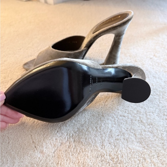 Saint Laurent Women's Velvet Metallic Silver Mules - Picture 3 of 4